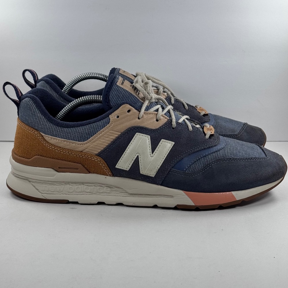 New Balance 997H Mens Navy Tan Brown Sneakers CM997HAK Size 11.5